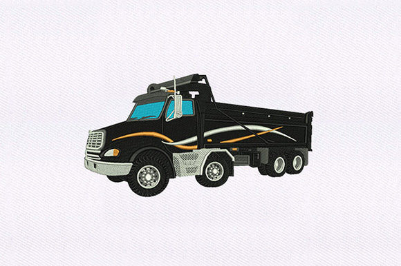 Black Freight Truck Embroidery Design